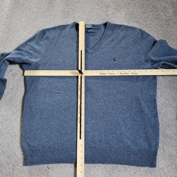 Polo Ralph Lauren sweater Mens Extra Large Blue Wool 100% Lambswool Pony - Picture 6 of 9